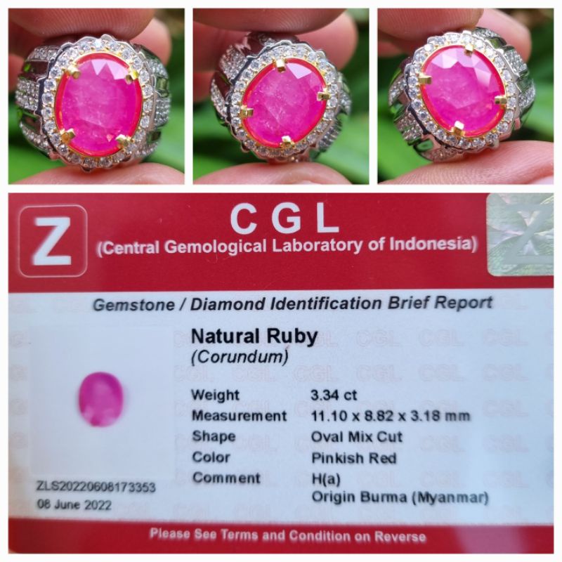 Natural Ruby Burma Myanmar Heat A Memo 3.34 crt