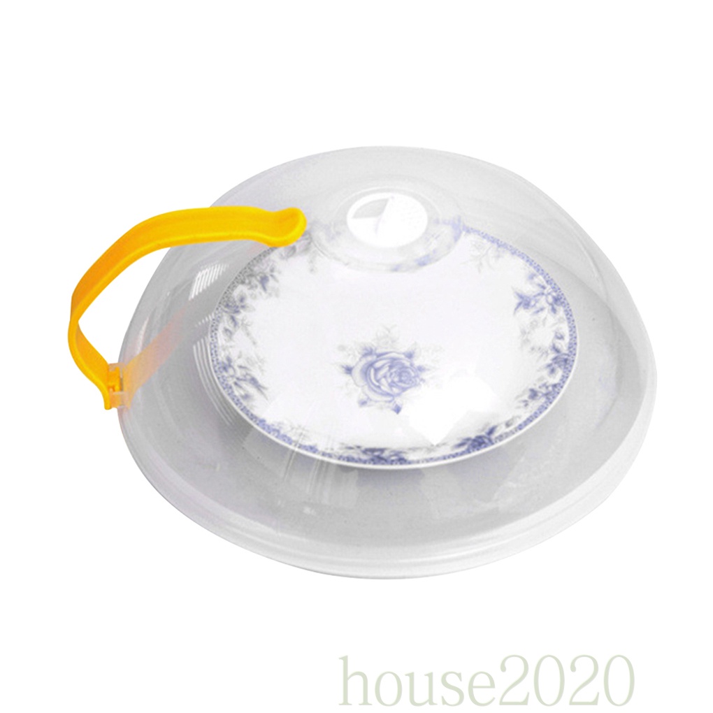 [house2020]Food Cover Microwave Oven Dish Plate PP Cover Transparent Anti-splash Cap with Color Random Handle