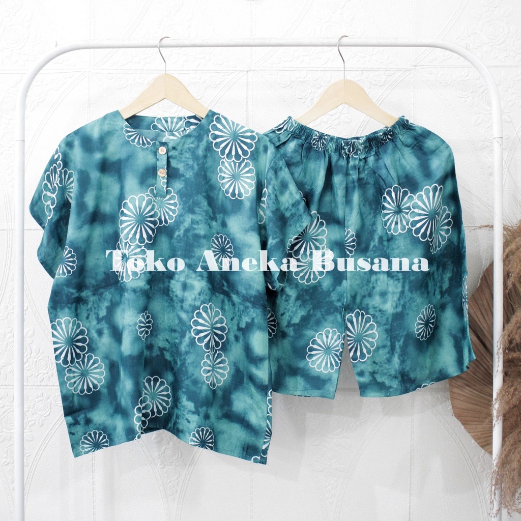 Setelan Baju Tidur Piyama Pendek Motif Daun Warna Bahan Rayon-Motif 027