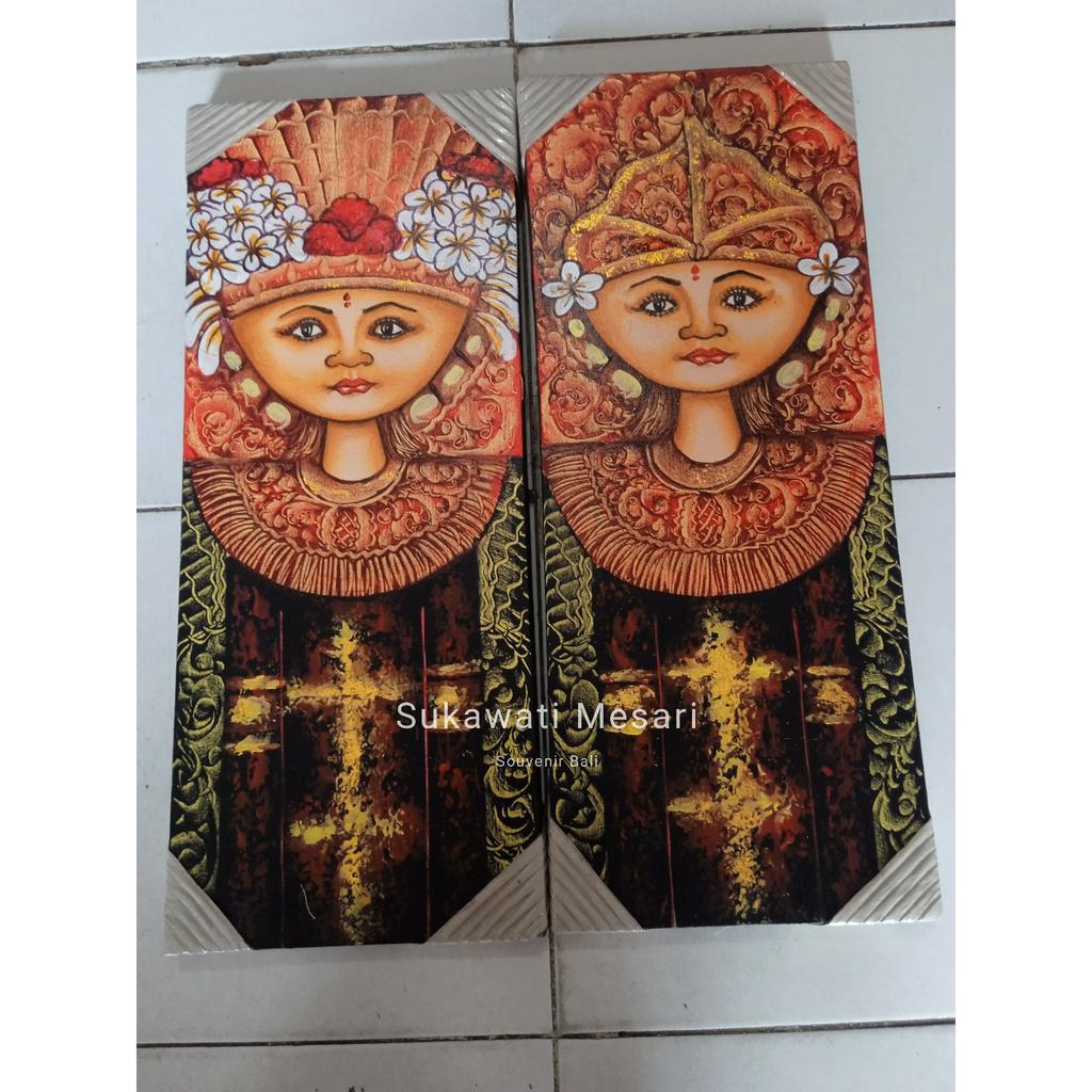 Dekorasi Hiasan Dinding Lukisan Sepasang Kecak Janger Icon Pasangan Bali
