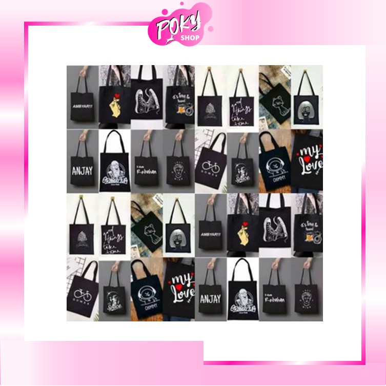 [LOKAL] POKY - Tote bag custom PAKAI SLETING - kpop murah wanita custom motif