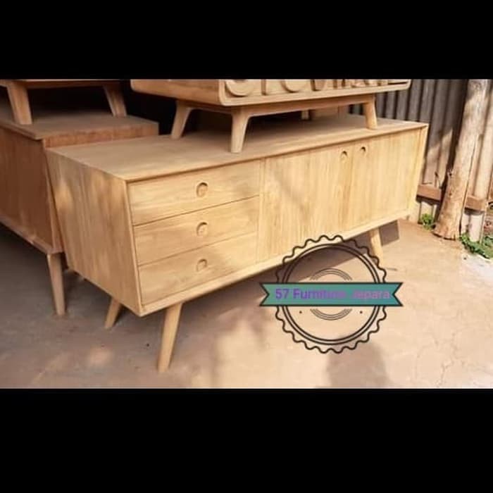Byfet/ meja Tv retro - lemari hias pajangan ruang tamu jati mentahan