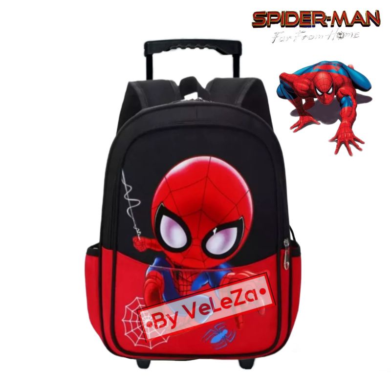 TAS TROLI TAS DORONG RANSEL ANAK CANVAS KARAKTER SUPERHERO SPIDERMAN - TAS TROLI