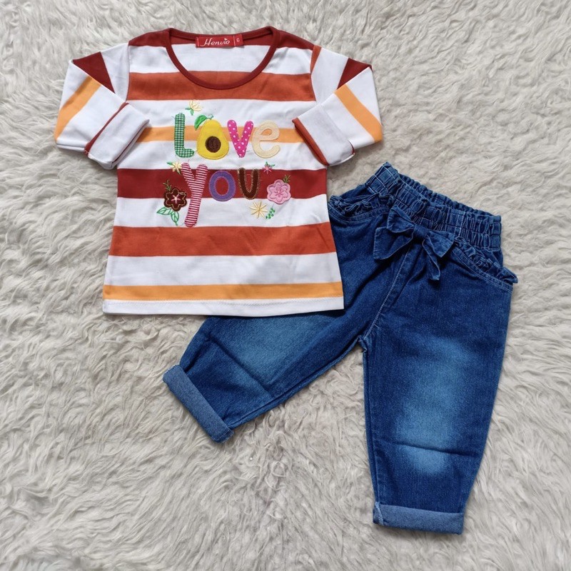 Baju bayi Jeans Kaos Set