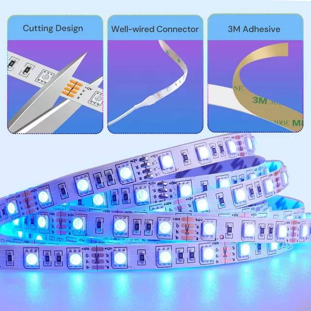 HANYA Lampu LED Strip RGB SMD 5050 Fleksibel 5M DC 12V IP33 IP44 WATERPROOF NONWATERPROO WARNA WARNI 4 PIN