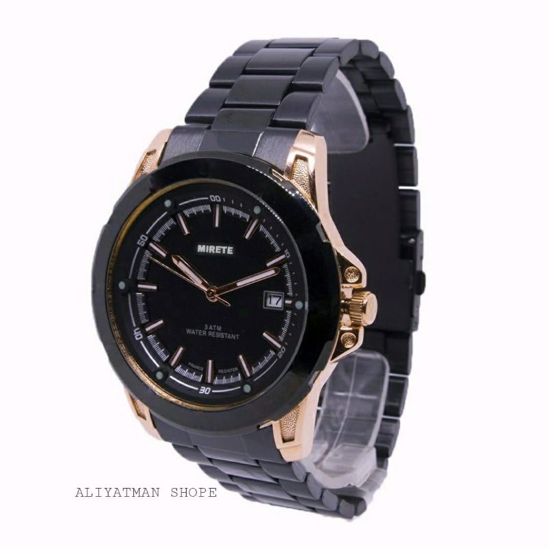 JAM TANGAN MIRETE COUPLE RANTAI STAINLIS STEL ANTI KARAT FITUR TANGGAL AKTIF