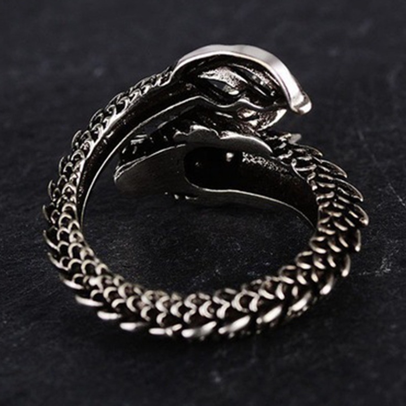 Cincin Model Terbuka Bahan Stainless Steel Warna Silver Gaya Retro Untuk Pria Dan Wanita