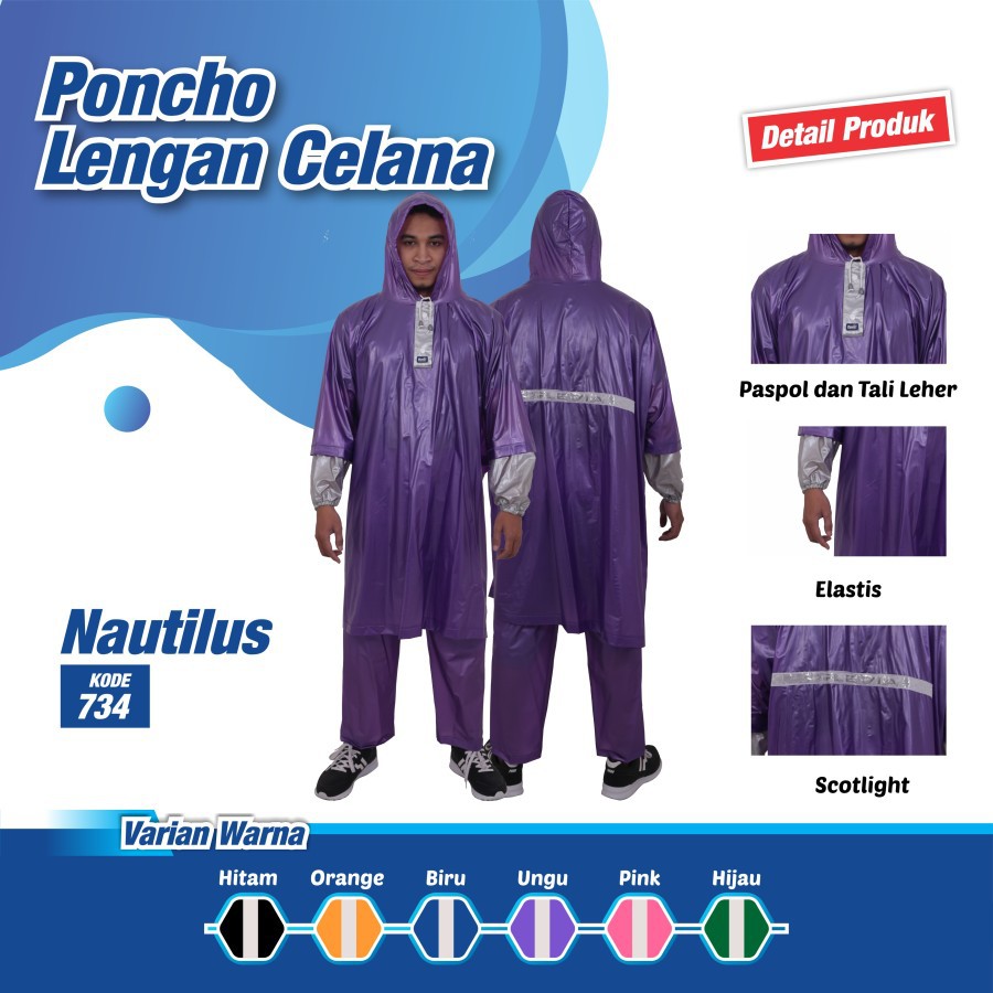 Jas Hujan Poncho Celana Plevia Nautilus 734 - Raincoat Mantel Ponco Poncho Setelan Plevia