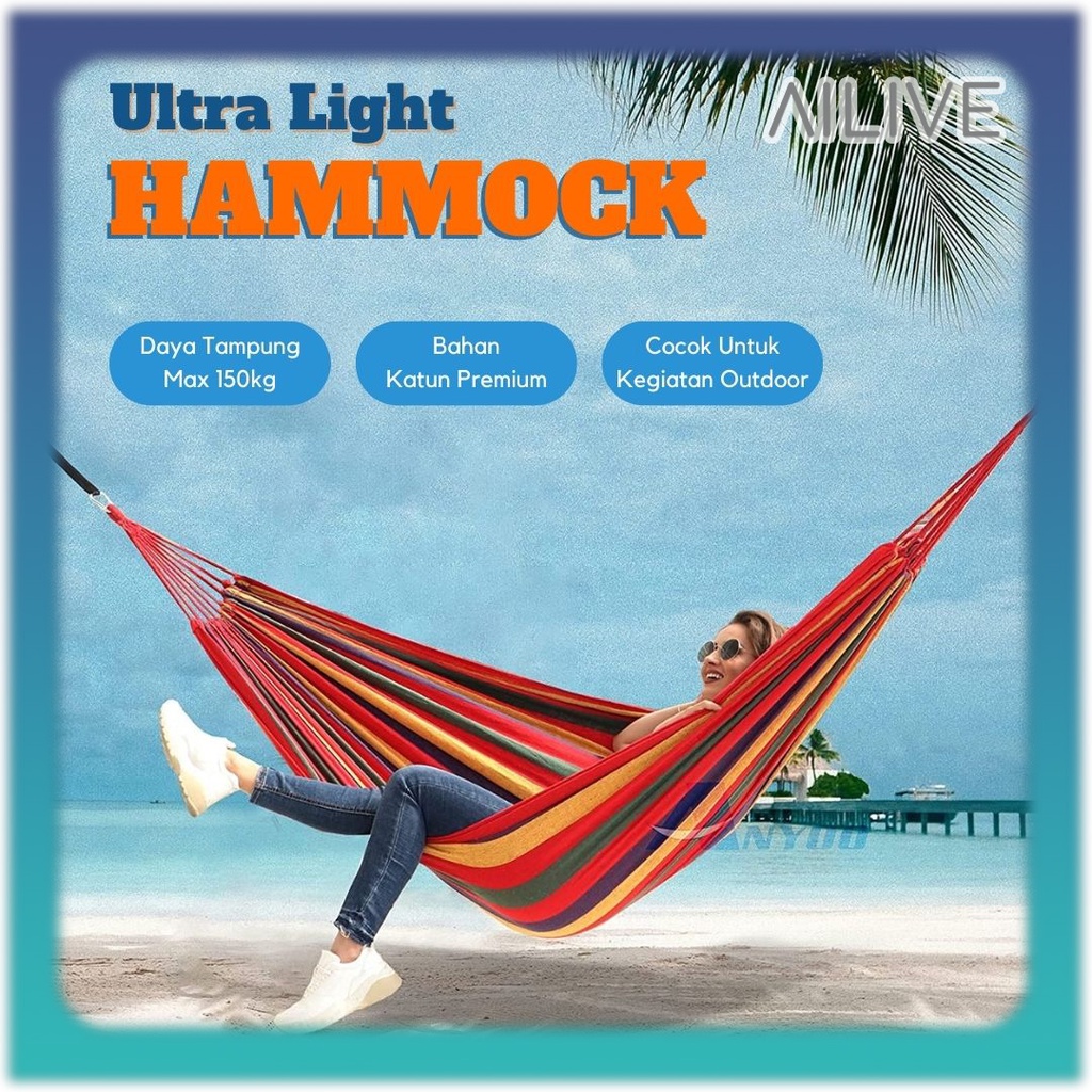 Hammock Camping Ayunan Gantung Camping / Tempat Tidur Gantung Outdoor Single Colourful