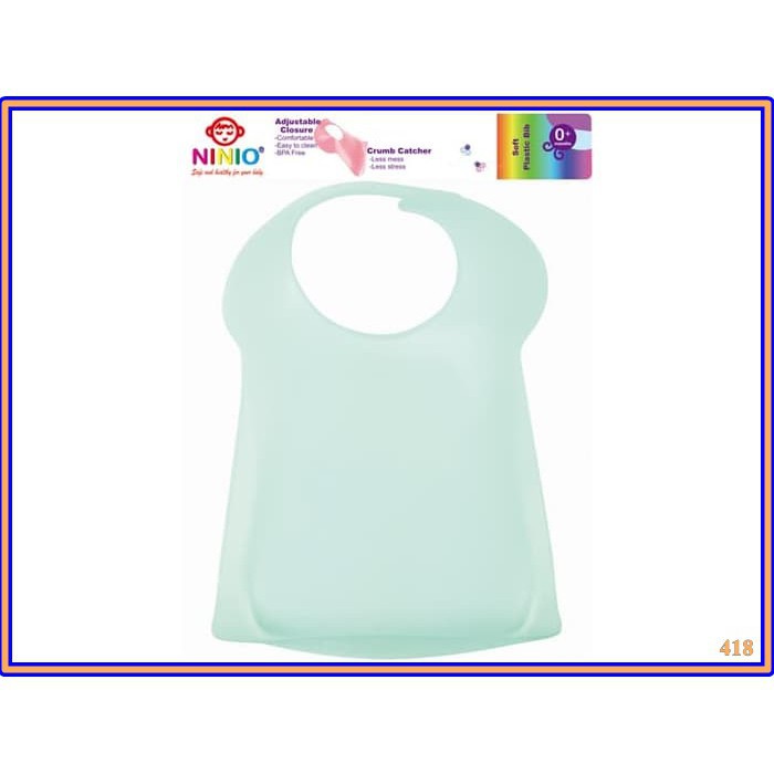 NINIO Tadah Celemek Slabber Makan Silikon Soft Plastic Bib F-378