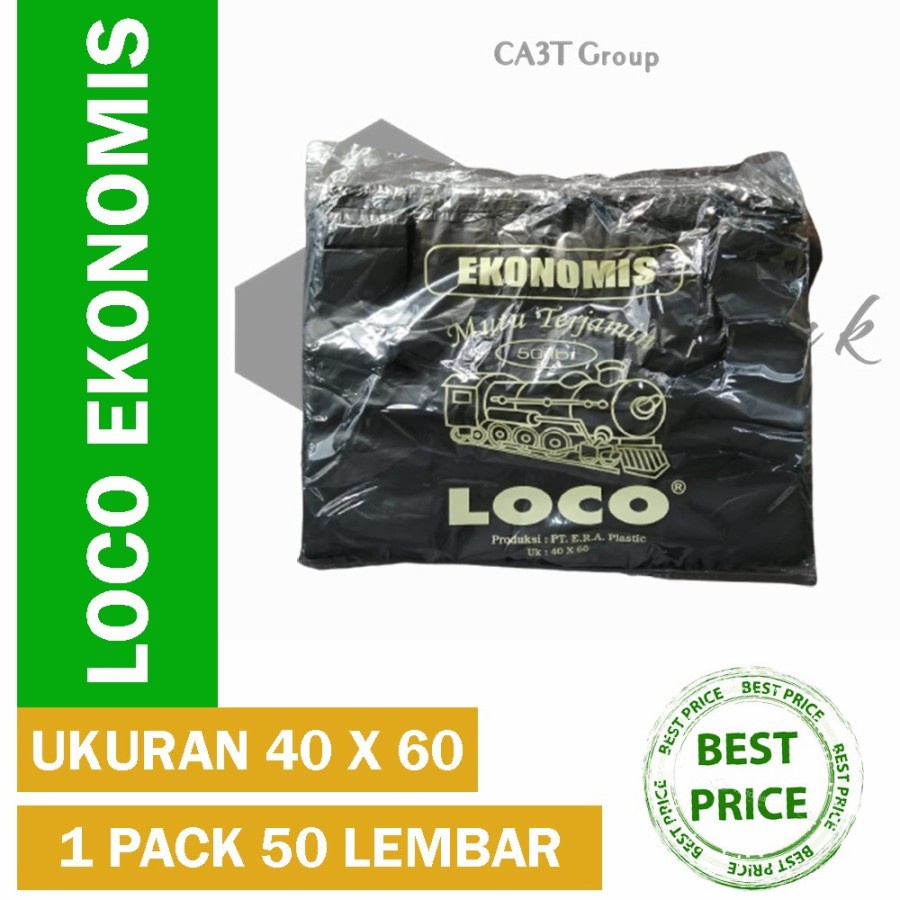 Kantong Plastik Kresek Loco Ekonomis ukuran 40 x 60 Hitam isi 50 lebih hemat dan ekonomis