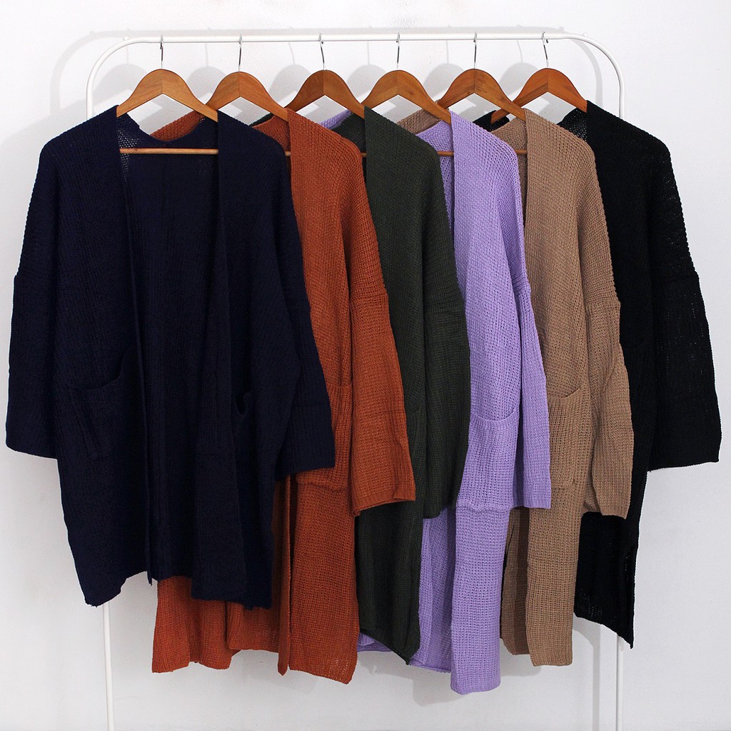 OKECHUKU Lavella Long Cardigan Wanita Outer Wanita Cardigan Rajut Oversize-5