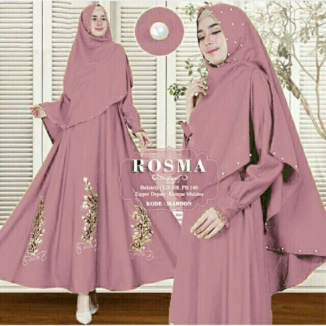 ROSMA SYAR'I / Maxi Rosma / Gamis Rousma / Sablon Tinta Emas Plus Mote / Best seller