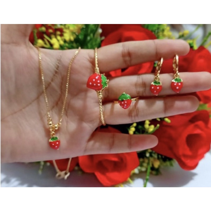 Set Perhiasan Anak Motif Strawberry 4in1 Xuping Anak