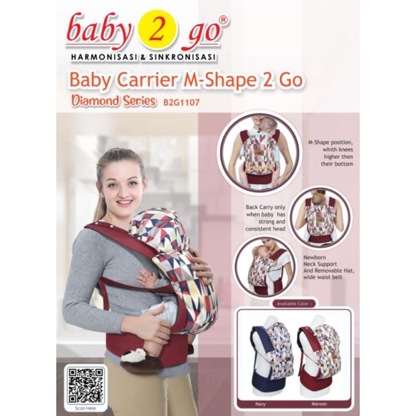 Gendongan Depan Ransel M-Shape Baby 2 GO