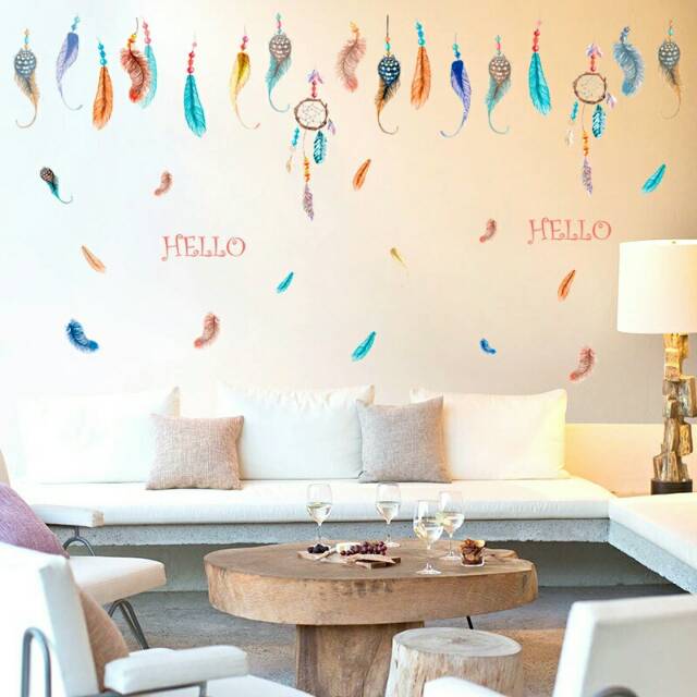 RELIZA WALL STICKER DREAM CATCHER DREAM DREAMCATCHER BULU HELLO STIKER DINDING SK7036