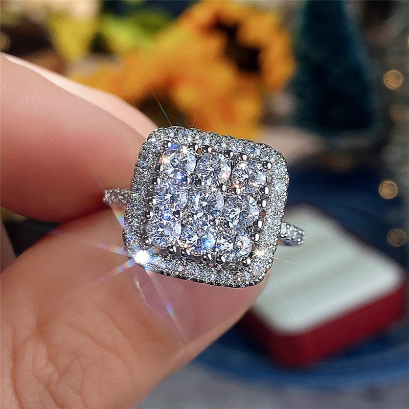 Cincin Cubic Zirconia Bling Untuk Wanita