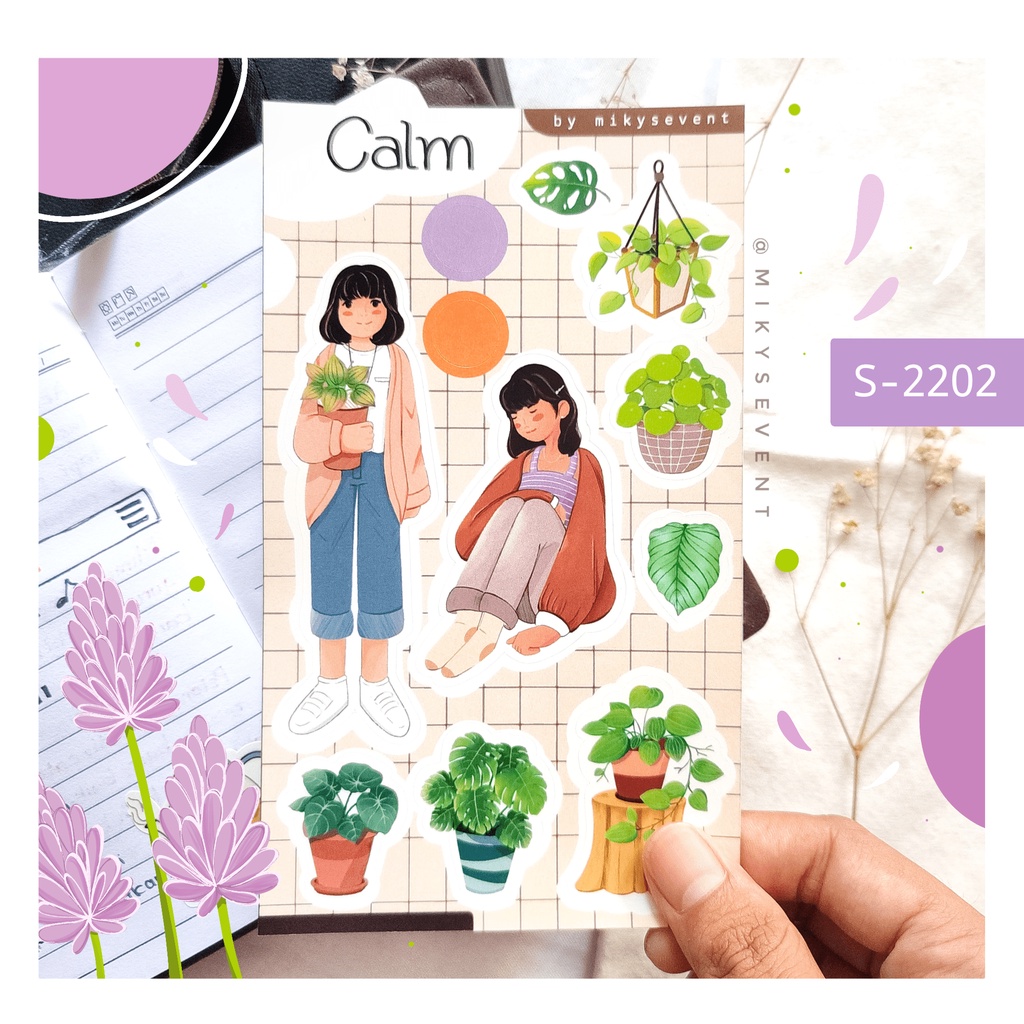 

(S-2202) Calm Illustration Sticker Kiss Cut for Journaling, Decor, etc.