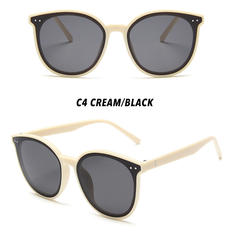 （YUZHU）COD Bayar di Tempat Korean Design SOLO Kacamata Hitam Wanita/Pria Bulat Mata Kucing Sunglasses