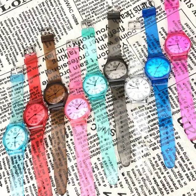 Jam Tangan QQ Jelly Transparan Jam Tangan Wanita Transparan