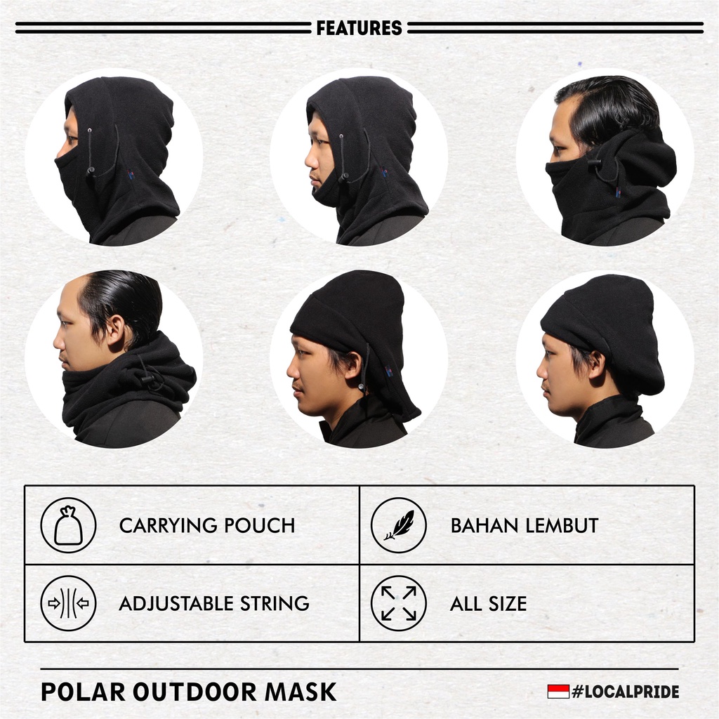 Masker kupluk polar ninja balaclava full face scarf serbaguna multifungsi 6 in 1 motor by Funcover