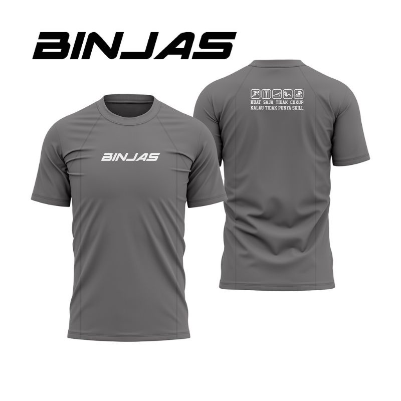 "TERBARU" KAOS BAJU OLAHRAGA BINJAS TNI POLRI / KAOS LENGAN PENDEK / WARNA ABU / BAHAN DRYFIT
