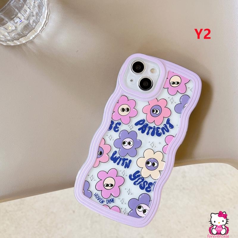 Ins Korea Kartun Lucu Smiley Casing Realme C53 C35 C25Y C15 C25 C21Y C25s C12 C11 2021 C20 C20A C3 5 5i 6i 5s C20A C11 2021 C1 Baru Wavy Edge Flower Soft Phone Case