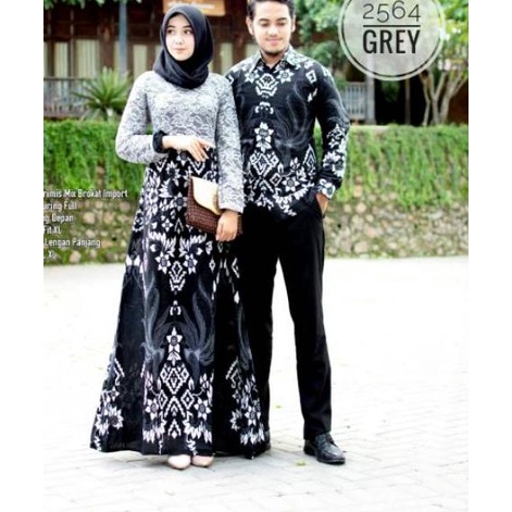 (JYY&gt;875) Batik Couple Gamis Brukat kombinasi batik Soga 2564 Sania Ruffle Batik .,,