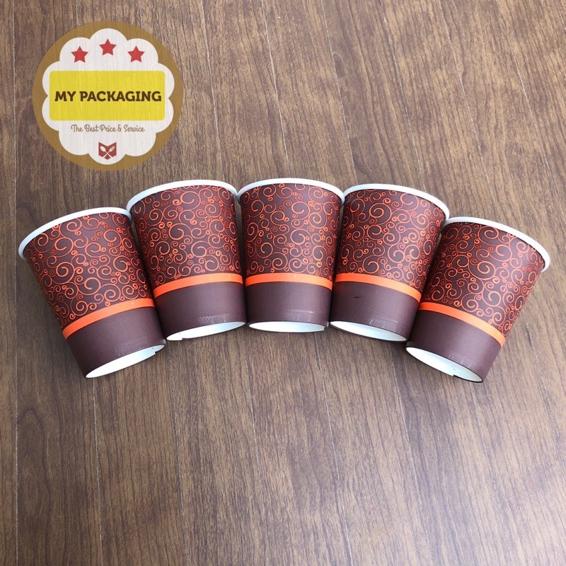 Paper Cup 8oz / Gelas Kopi Kertas - MOTIF ( Tanpa Tutup ) isi 50pcs/pack of