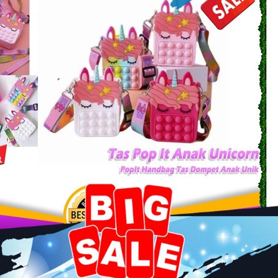Handbag Tas Dompet Anak Unik Imut Motif Unicorn Tas Pop It Anak PopIt Handbag Wallet Kids Bahan Sili