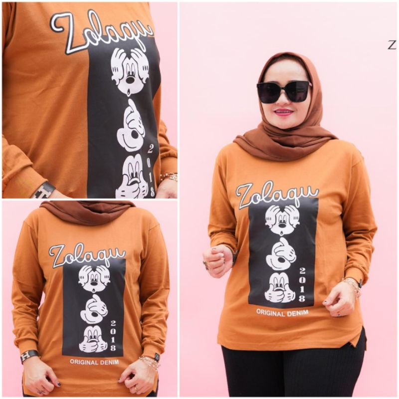Kaos zolaqu tanpa ban size M L Xl new motif original / atasan wanita branded terlaris