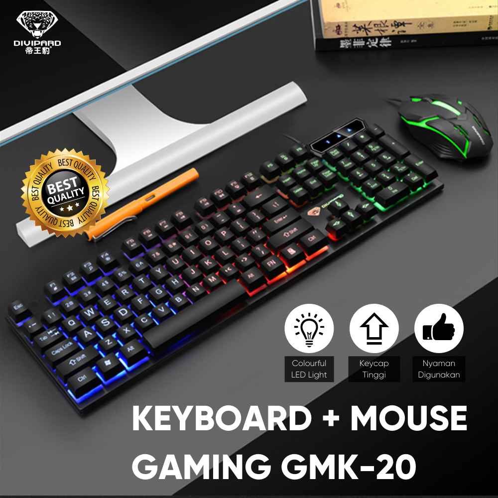 Keyboard Mouse Gaming Combo Kabel USB 2.0 GMK-20 Divipard Plus LED