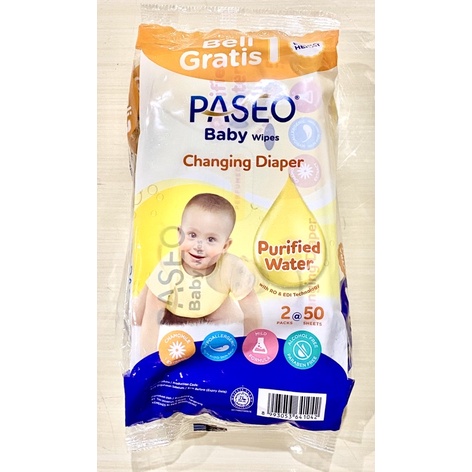 Tissue tisu basah paseo baby wipes 50 sheets buy 1 get 1 free