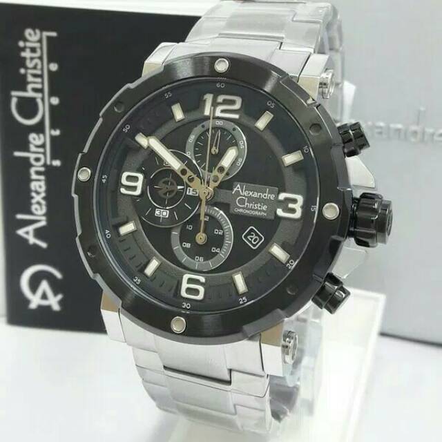 JAM TANGAN PRIA ALEXANDRE CHRISTIE AC 6474 SILVER BLACK