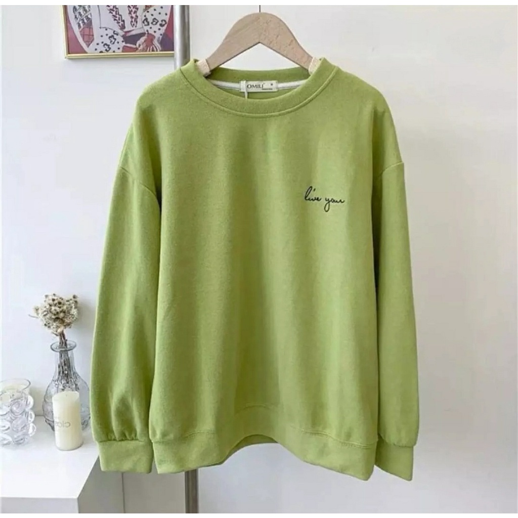 CREWNECK SWEATER LIVE YOUR / SWEATER WANITA TEBAL