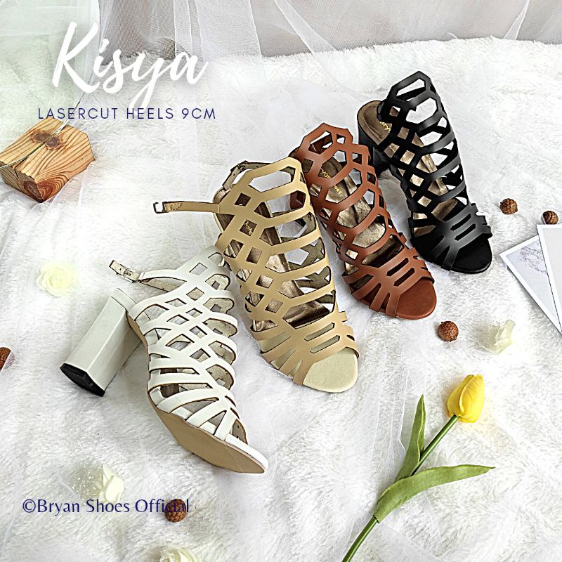 Bryan Kisya Heels 9cm Tali Lasercut Gladiator Spider Hak Tahu Dove Jumbo Oversize Bigsize 36-41-43