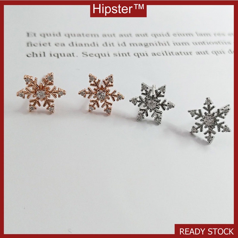 Hot Sale Simple Personalized All-Match Moissanite Snowflake Rose Gold Stud Earrings