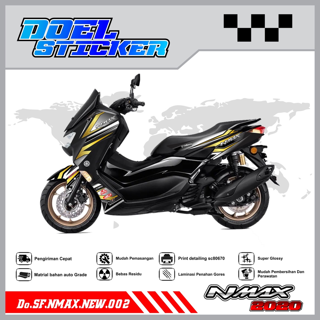 STICKER STRIPING NMAX NEW 2020 - STICKER STRIPING LIST VARIASI HOLOGRAM , CROME YAMAHA NMAX NEW 2020 DOEL 002