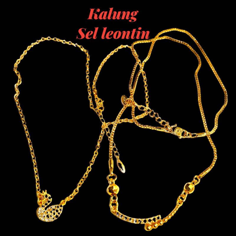 kalung set leontin//kalung perhiasan lapis emas//kalung permata