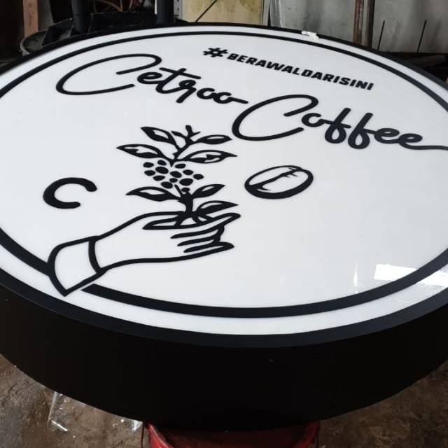 Neon box bulat diameter 60 cm