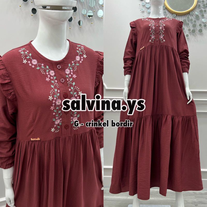 Gamis Wanita Salvina Katun Kringkel Bordir