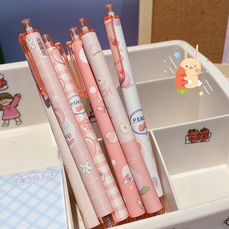 

Pulpen Gel Hitam Mekanik Motif Peach Warna Pink 0.5mm / Black Gel Pen Cute Aesthetic Pink Color Untuk Kantor atau Sekolah