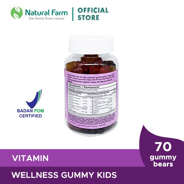 WELLNESS GUMMY KIDS CHILDREN'S MULTIVITAMINS / 70 GUMMY BEARS