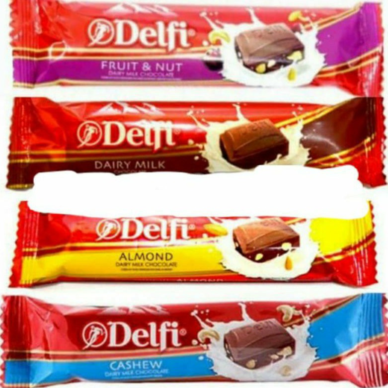 

Delfi Coklat DAIRY MILK CHOCOLATE / CASHEW/ ALMOND / FRUIT & NUT 27gr ( kecil )