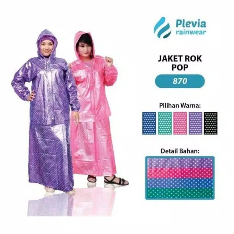 Jas Hujan Rok Polkadot 870 All size new Original