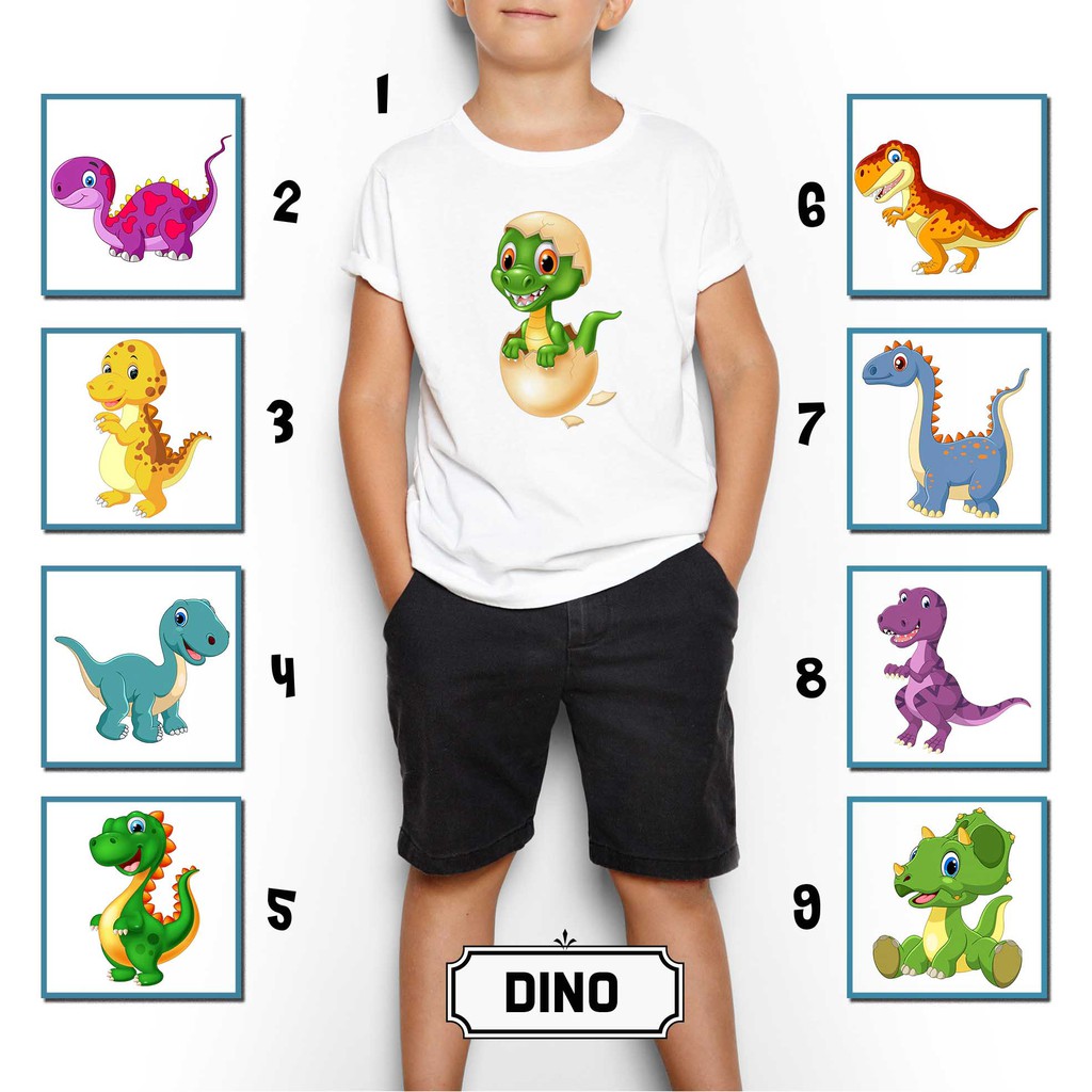 [KAOS ANAK] Dinosaurus oblong custom tshirt laki perempuan boy girl santai rumah nama katun cotton