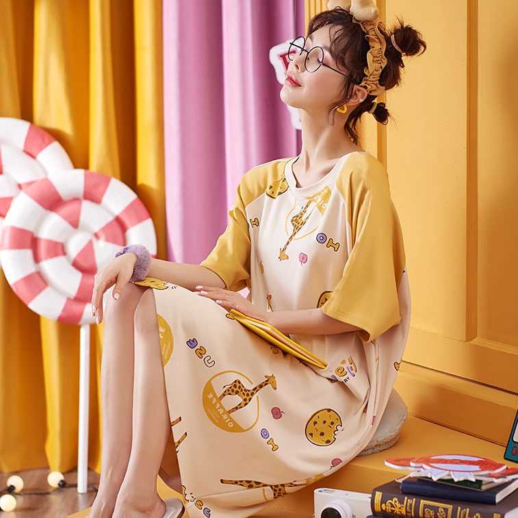 Baju Daster Pendek Besar Wanita Baju Tidur Import Korea Lengan Pendek Motif Karakter Model Baru Baju Rumahan Homewear Lucu Bahan Halus