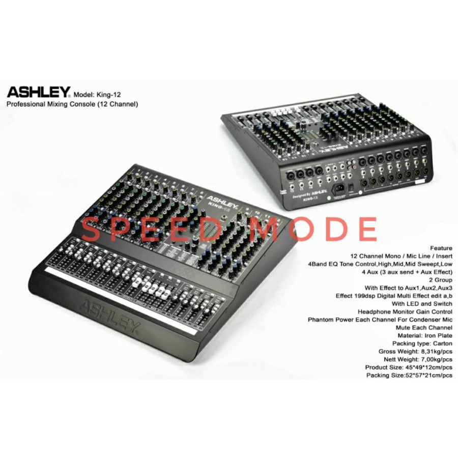 MIXER AUDIO ASHLEY KING 12 / KING12 ORIGINAL NEW 12 CHANNEL