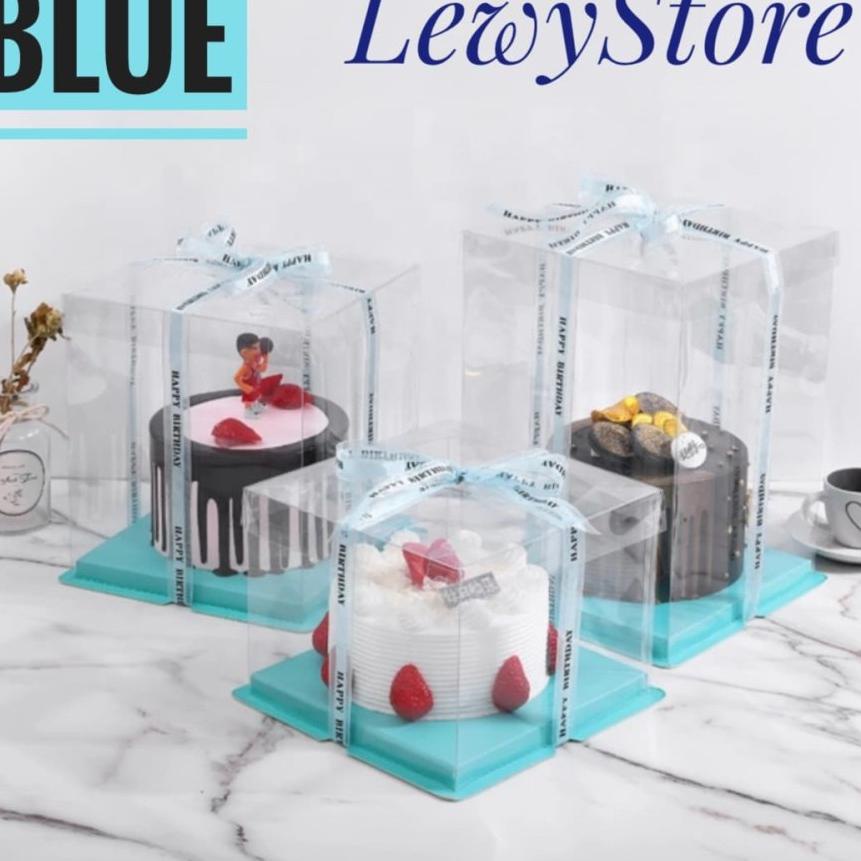 

➨6l Model Baru✻➨ Cake Box Mika Dus Kue Kotak Kue 22x22 cm Tutup Transparant PET 068 ✰