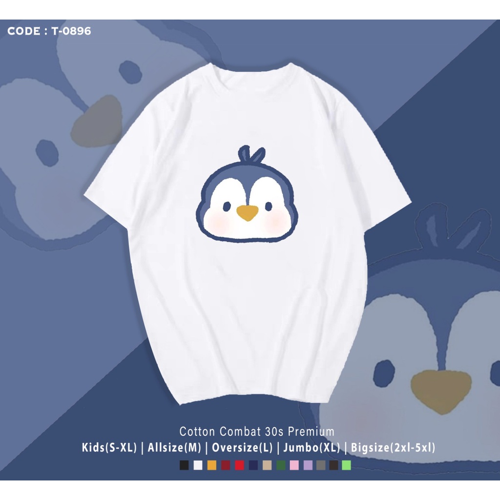 T-SHIRT / KAOS GAMBAR PINGUIN FACE / BAHAN COMBE 30S / TERIMA CUSTOM TEE / RESELLER WELCOME